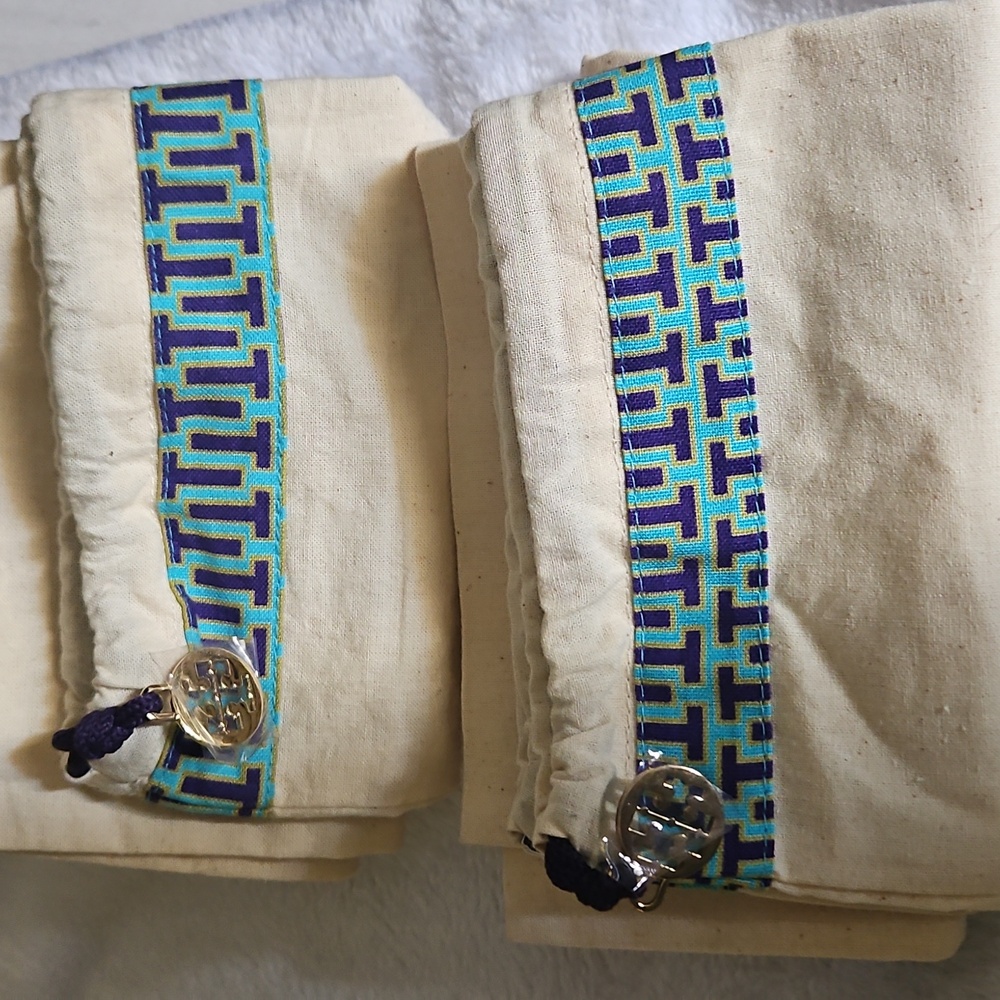 Tory Burch Cream Bag with Blue and Purple Trim